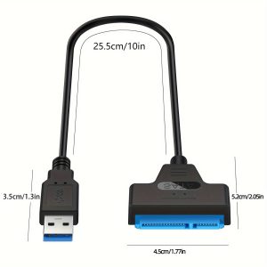 High-Speed USB 3.0 to SATA III Adapter Cable for 2.5-Inch HDD/SSD - Black, UASP Compatible, Easy Plug & Play Installation, Supports Data Transfer and Storage Expansion, Sata to USB Adapter