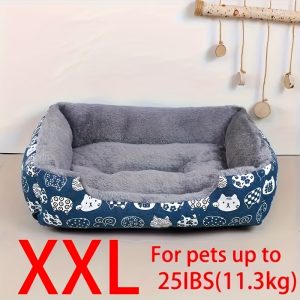 Super Soft Pet Bed for Cats & Dogs - Plush Polyester Fill, Blue Paw Print Design, Durable Indoor Sofa Cushion, Easy to Clean, Cozy & Comfortable for Indoor Pets, Cat Bed, Playful Pet Design, Easy Clean Material