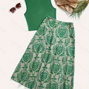 Vacation Style 2pcs Set Vest Dress