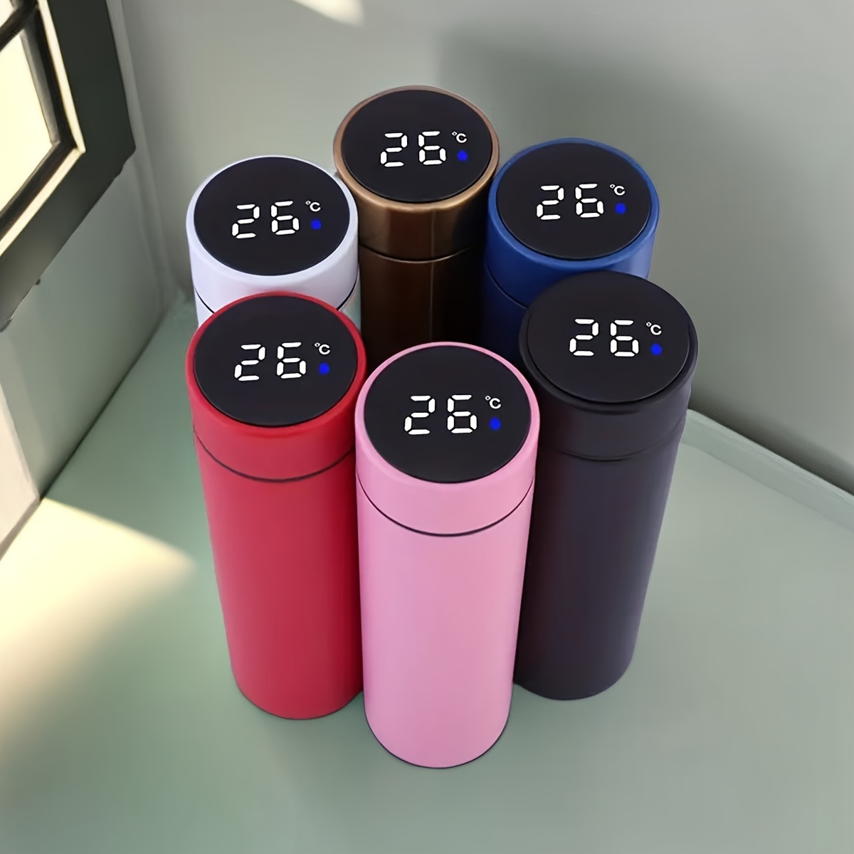 1pc 304 Stainless Steel Insulated Water Bottle, 500ml/16.9oz Home Use Insulated Vacuum Cup with Temperature Display, Vacuum Bottle Suitable for Hot and Cold Drinks, Summer Winter Beverageware, Christmas, Halloween, Valentine'S Day Gift