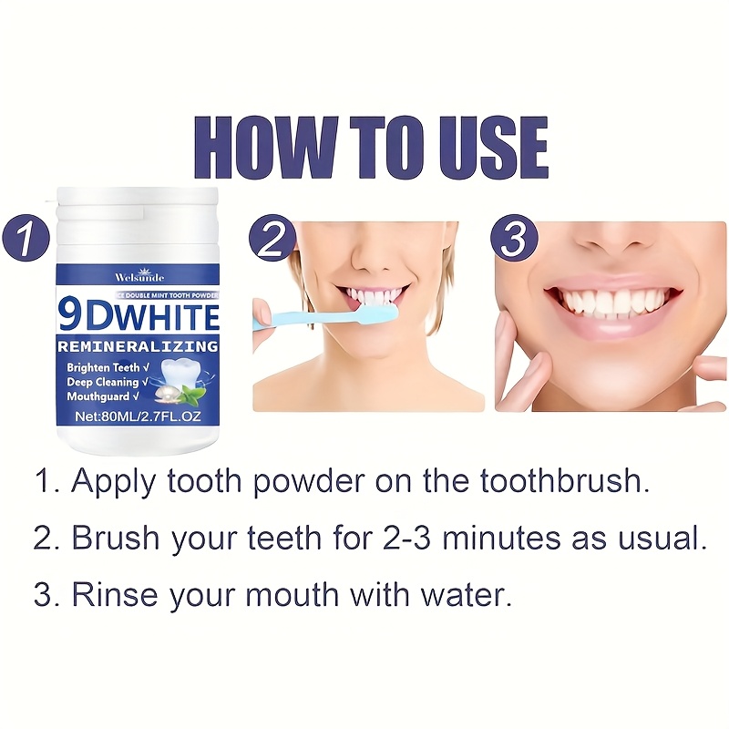 9D White Remineralizing Hydroxyapatite Tooth Powder | Deep Cleaning, Fresh Breath, Ideal for Oral Health & Hygiene - Perfect Gift for Women & Men - Image 10