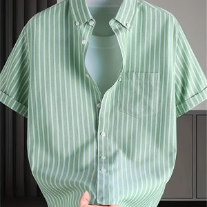 Summer Short Sleeve Shirt Set for Men - Thin Fit, Trendy Casual Half-Sleeve Shirts