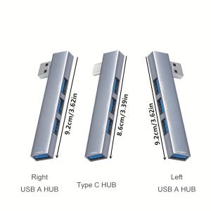 USB Hub, 4-Port USB Splitter (1 * 3.0 Hub, 3 * 2.0 Hubs) USB Extender Suitable for Laptops, Windows PCs, Macs, Printers, Flash Drives, External Hard Drives
