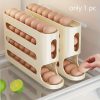 1pc Space-Saving Egg Storage Organizer with Automatic Rolling Eggs - Heavy-Duty Refrigerator Egg Box, No Assembly Needed, Fits Side Door/Shelf - Ideal for Home, Kitchen, or Commercial Use, Kitchen Organization, Compact Design, Sturdy Construction, Busy Households