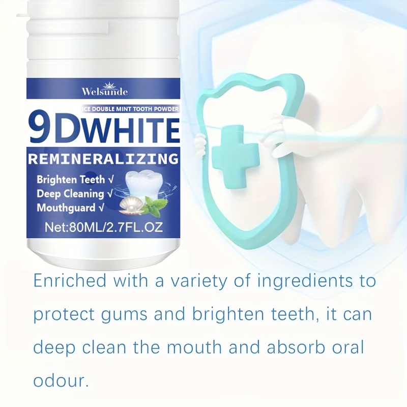 9D White Remineralizing Hydroxyapatite Tooth Powder | Deep Cleaning, Fresh Breath, Ideal for Oral Health & Hygiene - Perfect Gift for Women & Men - Image 9