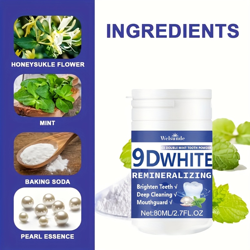 9D White Remineralizing Hydroxyapatite Tooth Powder | Deep Cleaning, Fresh Breath, Ideal for Oral Health & Hygiene - Perfect Gift for Women & Men - Image 6