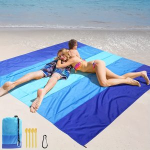 Beach Blanket High Quality Sandproof Beach Mat 200.66cm X 210.82cm/10'x9'for 2-8 Adults Quick Drying Outdoor Picnic Mat Beach Accessories for Travel, Camping, Hiking