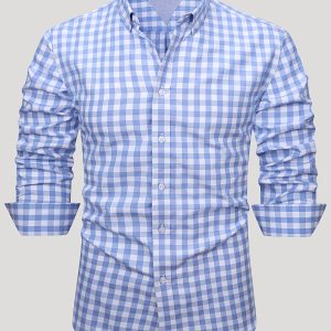 Men's Long-Sleeve Shirt, Premium Checkered Casual Wear for Business and Leisure, Perfect for Daily Outings, Work Events, Festive Occasions, and Dates