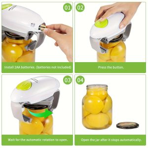 Electric Can Opener, Kitchen Gadget, Durable and Automatic for Opening New Sealed Jars, Hands-Free Can Opener with Easier Opening (Battery Not Included)