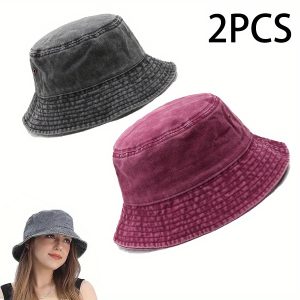 4pcs/3pcs/2pcs Men'S and Women'S Retro Washed Bucket Hat, Simple and Fashionable, Versatile, Foldable Basin Hat, Fashionable Bucket Hat