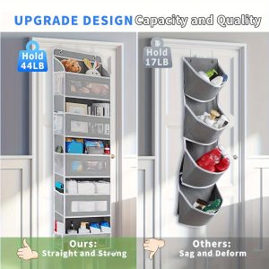 Door Storage Box, 3/4/5 Layer Hanging Door Storage Box, with 3/4/5 Large Capacity Pockets, Anti-Tilt 19.96 KG Load Capacity Rear Door Storage Box, Suitable for Bedroom, Bathroom, Refrigerator, Room Storage and Collection
