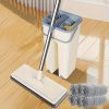 8pcs Household Mop and Bucket Set with 6 Replaceable Microfiber Pads- 360° Flexible Spin Flat Mop, Wet& Dry Use, Quick-Cleaning Dewatering Bucket, Easy-Clean Tool Kit