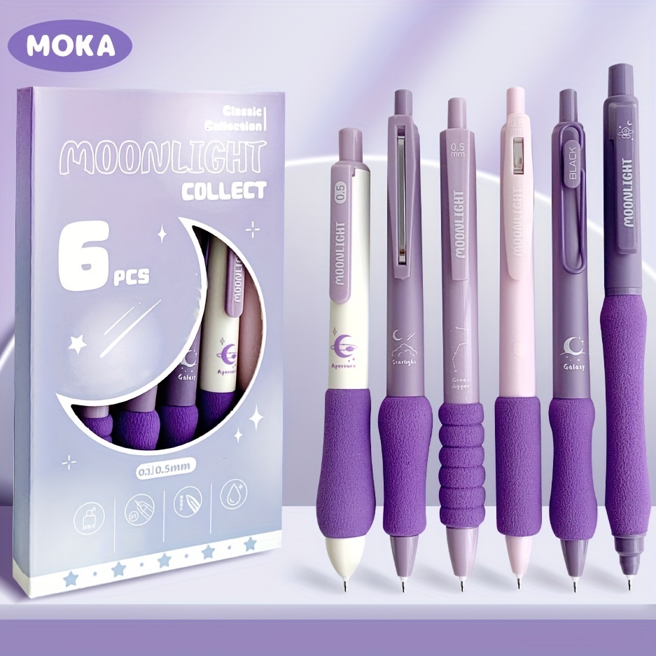 6-Pack Dopamine Soft Grip Relax New Year Gift Click Pens for School Students Exam Ballpoint Pens 0.5mm Black - Image 7