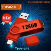 USB 2.0 Type-C Flash Drive 256MB/100GB/128GB | High-Speed Memory Card, Supports OTG, Durable Metal Casing, Multiple Colors Optional, Plug And Play, Suitable for Computers And Portable Devices