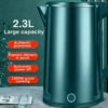 2.3L Electric Kettle Quiet, Double Wall Hot Water Boiler Bpa-Free, Quiet Boil And Cool Touch Tea Kettle, Cordless with Auto Shut-Off & Boil Dry Protection, 1500W Fast Boiling, Stylish Kitchenware, Reliable Performance, Sturdy Interior, Powerful