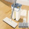 A Complete Hands-Free Flat Mop And Bucket Set! This Wet And Dry Cleaning System Comes with Two Washable Microfiber Pads, Making It Perfect for Various Types of Floors And Windows