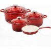 7pcs Chefs Choice Heavy-Duty Cast Iron Cookware Set with Enamel Coating & Lids - Induction Suitable for Oven Safe Nonstick Skillet, Dutch Oven, Pots and Pans Suitable for Kitchen, Campfire, Stovetop, Boiling, Frying,